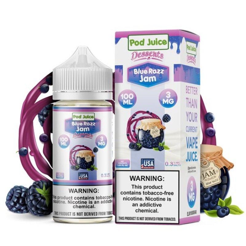 Pod Juice Blue Razz Jam E-juice 100ml