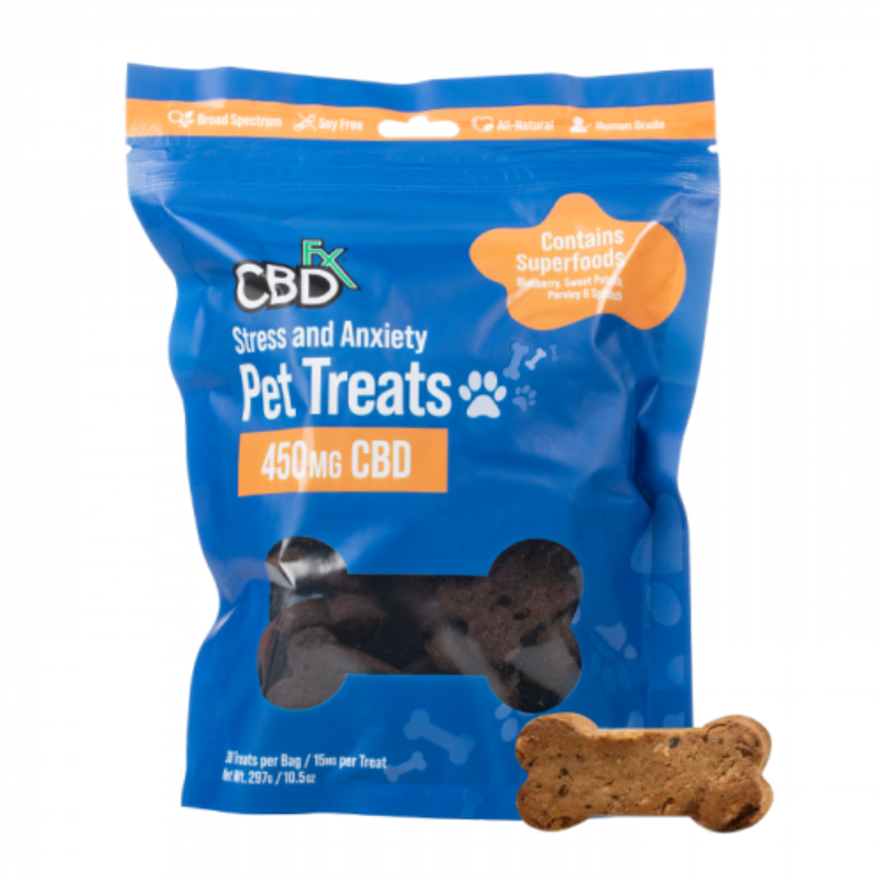 CBDfx Broad Spectrum CBD Pet Treats For Stress & Anxiety 450mg