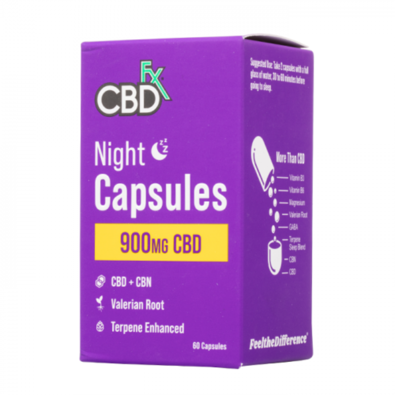 CBDfx Broad Spectrum CBD + CBN Night Capsules For Sleep 900mg
