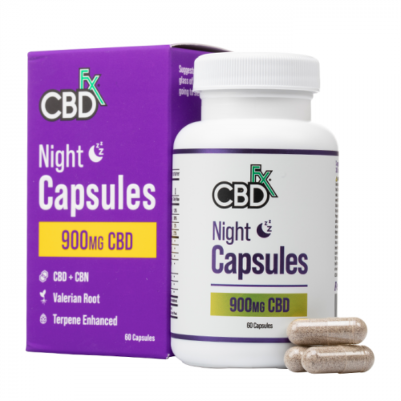 CBDfx Broad Spectrum CBD + CBN Night Capsules For Sleep 900mg